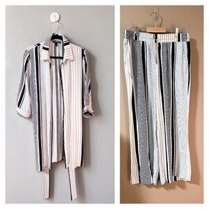 2PC set TUNIC Striped SHIRT and SUMMER PANT Made in Canada Picadilly Sz 10 EUC